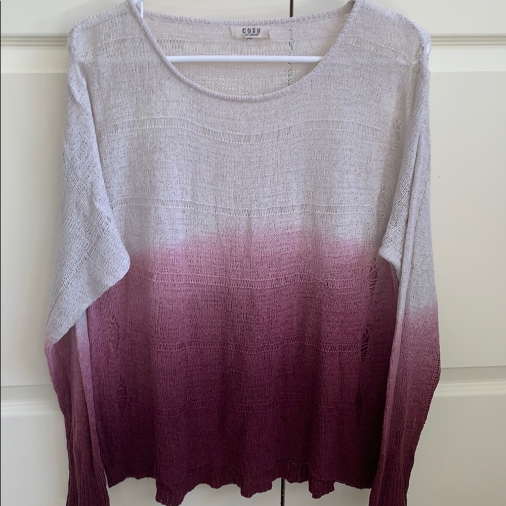 Cozy s&h casual pink hombre sweater